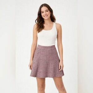 LOFT Women's Tweed Knit Flared Skirt Size S Multicolor Knee Length